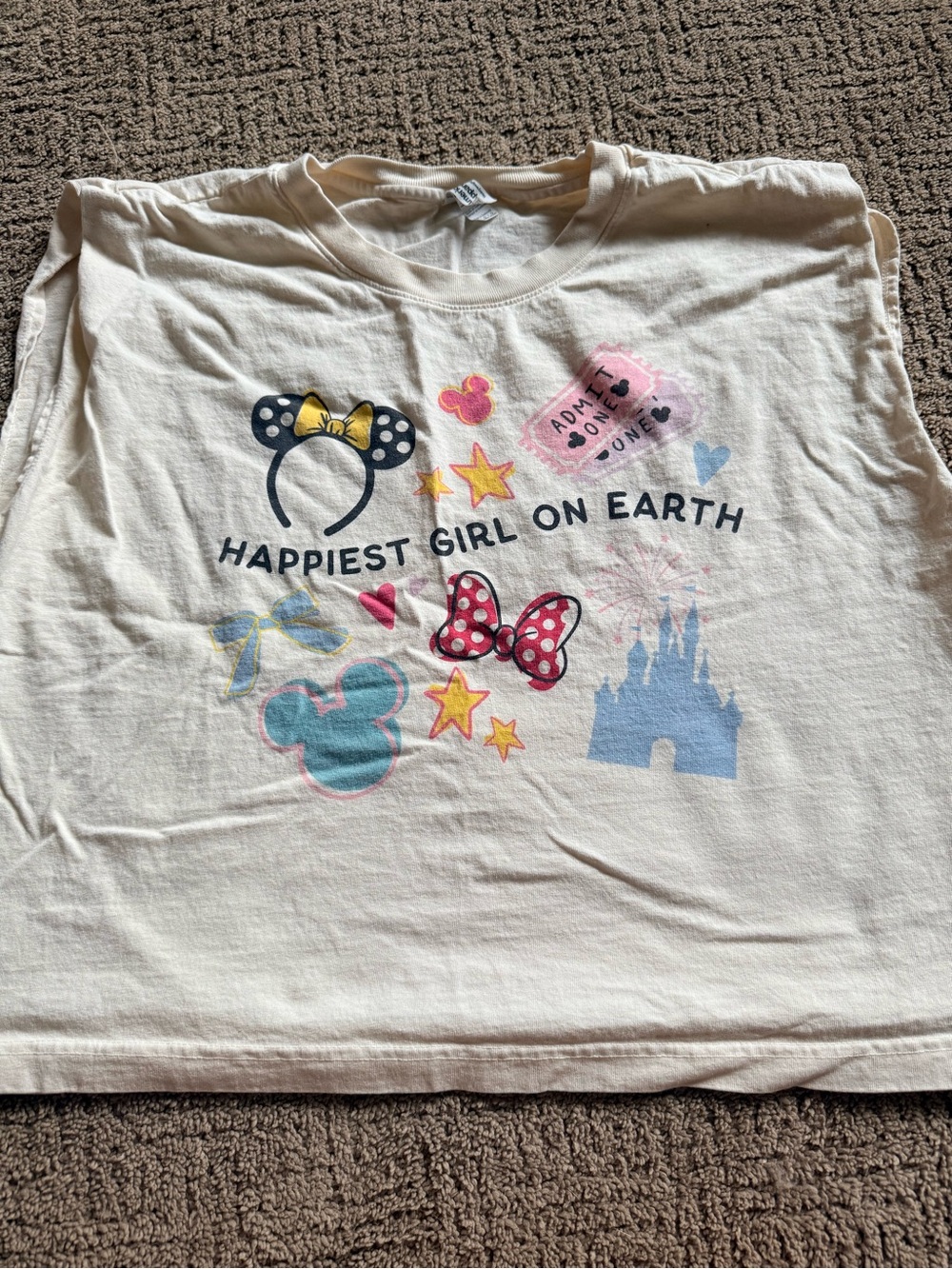 Happiest Girl On Earth Disney Cream Graphic Tee